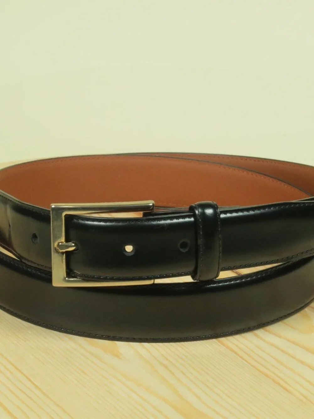 Brooks Brothers Genuine Leather Dress Belt Mens 44 Black Made in Italy